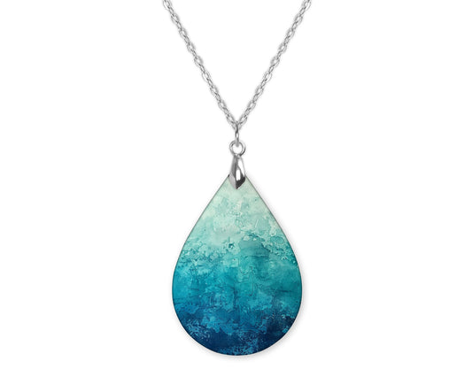Teal Ombre Boho Teardrop Shape Necklace