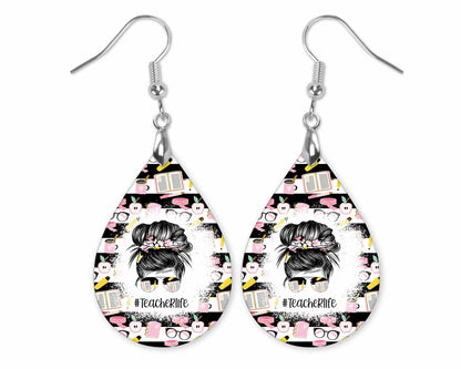 Teacher Life Teardrop Dangle Earrings