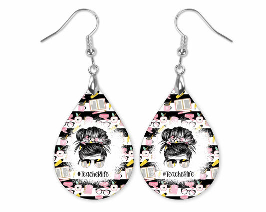 Teacher Life Teardrop Dangle Earrings