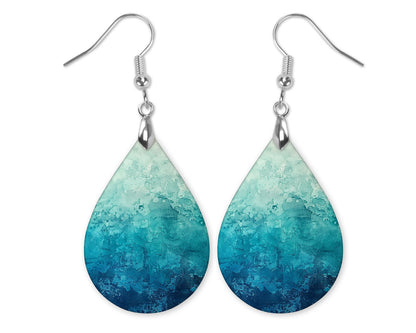 Teal Ombre Dangle Teardrop Earrings