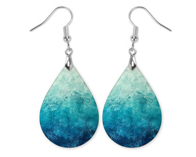 Teal Ombre Dangle Teardrop Earrings
