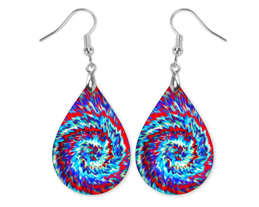 Tie Dye Hippie Hipster Boho Teardrop Dangle Earrings