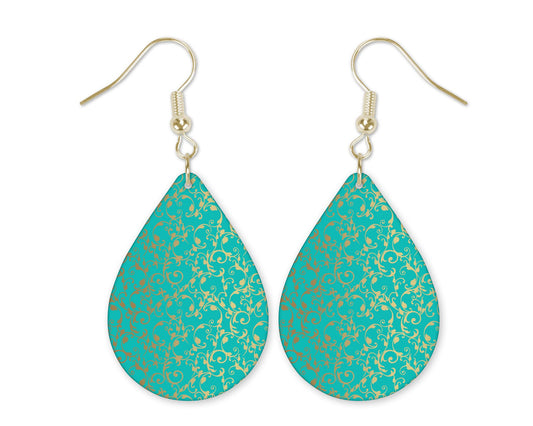 Turquoise & Gold Teardrop Earrings