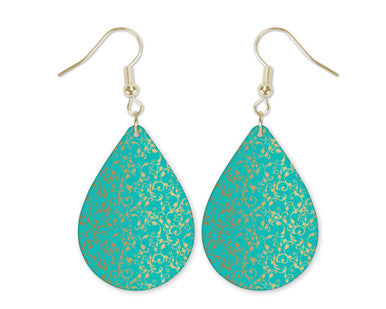 Turquoise & Gold Teardrop Earrings