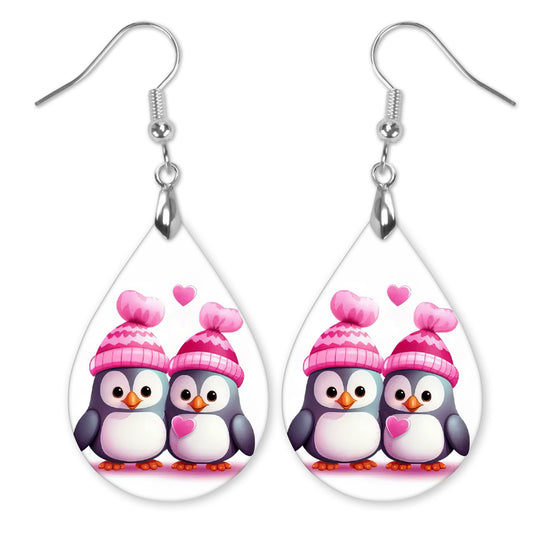 Valentine's Day Penguin Earrings