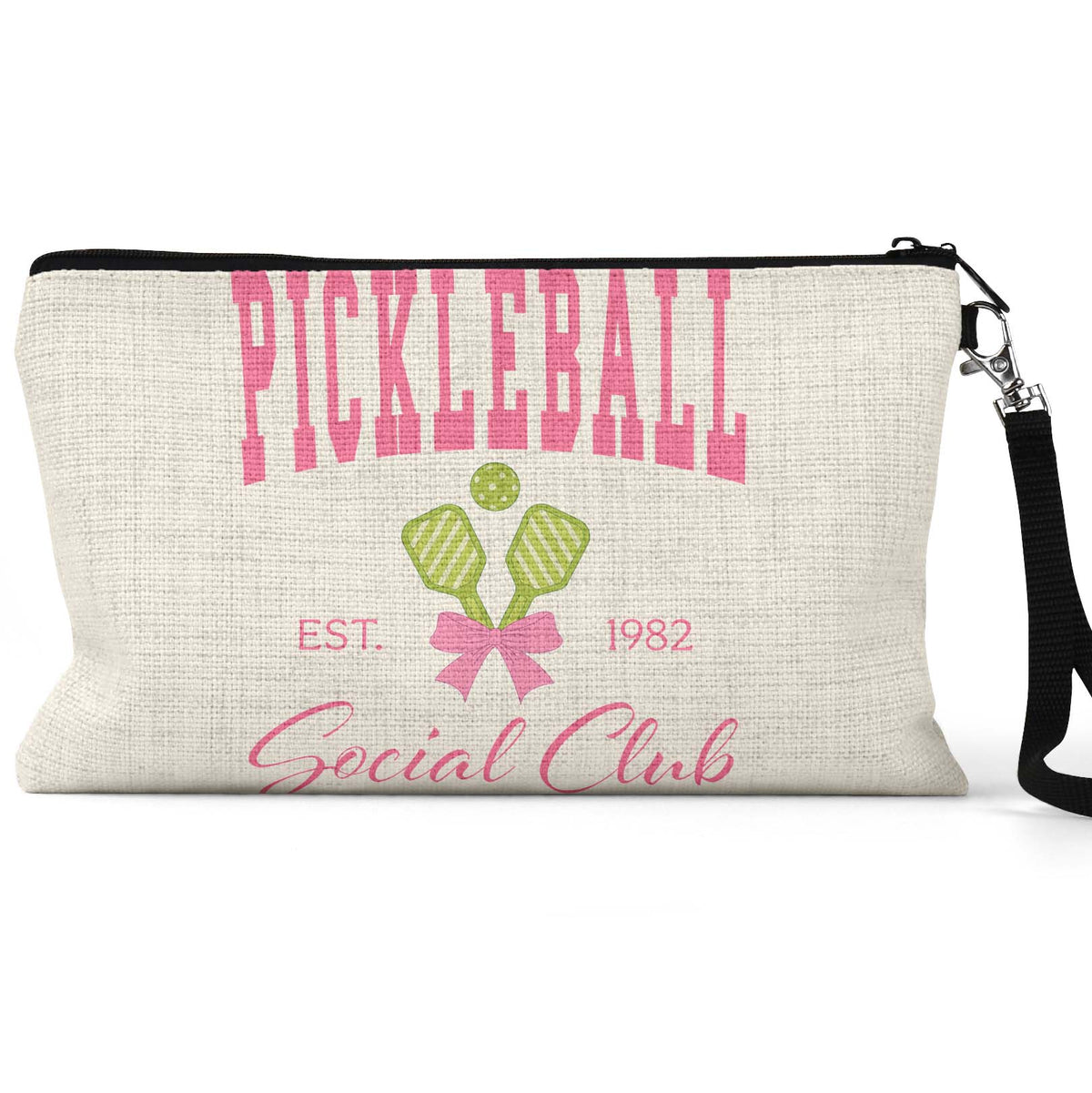 Pickleball Social Club Makeup Bag front view on a white background