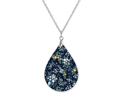 Winter Blue Teardrop Shape Necklace