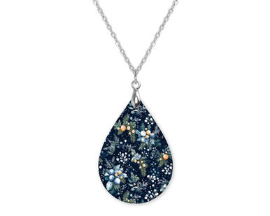 Winter Blue Teardrop Shape Necklace