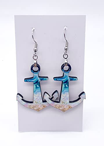 Anchor Summer Beach Hardboard Dangle Earrings