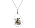 Chihuahua Love Floral Teardrop Shape Necklace