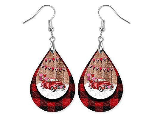 Valentine's Day Earrings Red Truck Teardrop Earrings