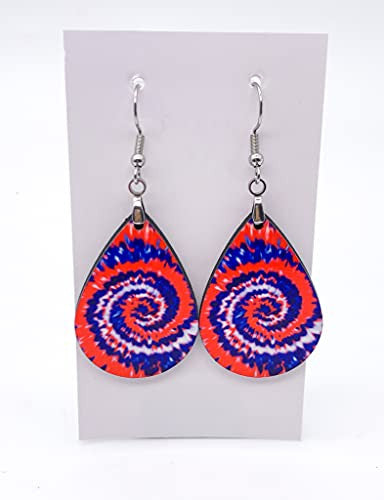 4th of July Tie-Dye Earrings – Handmade Teardrops