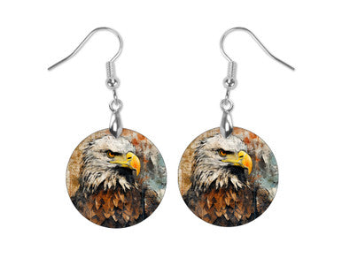 American Eagle Patriotic Round Dangle Earrings