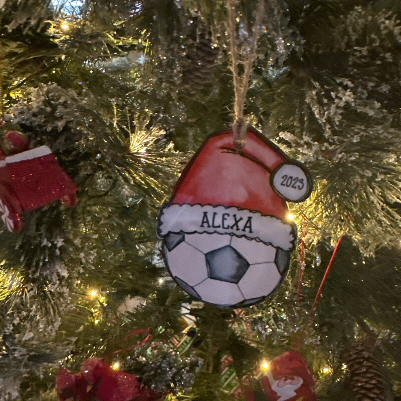 Personalized Soccer Ornament – Custom Name, Number & Year