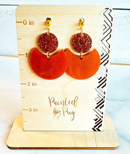 Bronze Glitter Half Moon Half Moon Earrings Halloween Earrings For Women
