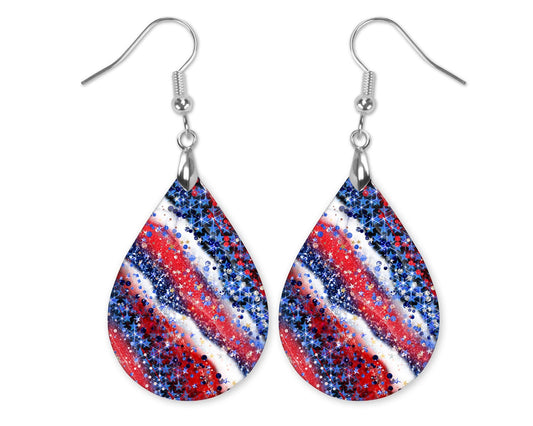 July 4th Earrings Red White and Blue Dangle Earrings
