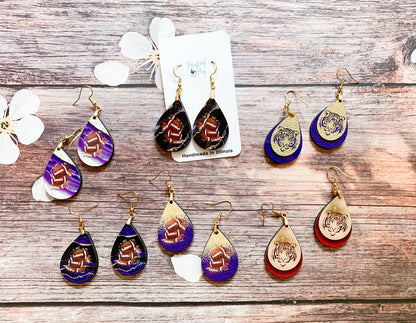 Blue and Orange Football Gameday Earrings Teardrop Earrings