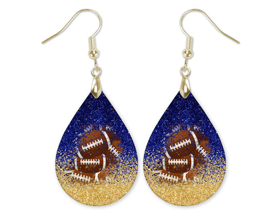Blue & Gold Football Earrings