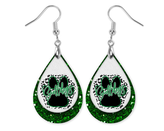 Bulldogs Pawprint Gameday Dog Lover Earrings
