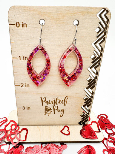 Pink Glitter Eclipse Dangle Earrings