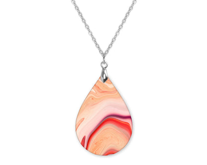 Peach Swirl Teardrop Shape Necklace