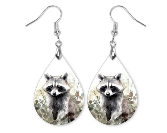 Raccoon Nature Teardrop Earrings