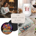 The Book Lover Bundle – Cozy Sweatshirt, Wine Tumbler, Bookmark & Coaster